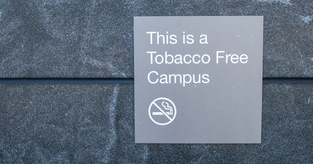 Tobacco free campus sign