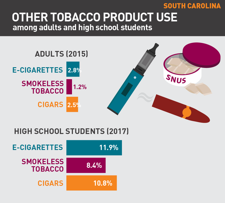 South Carolina Other tobacco product use among adults and high school students