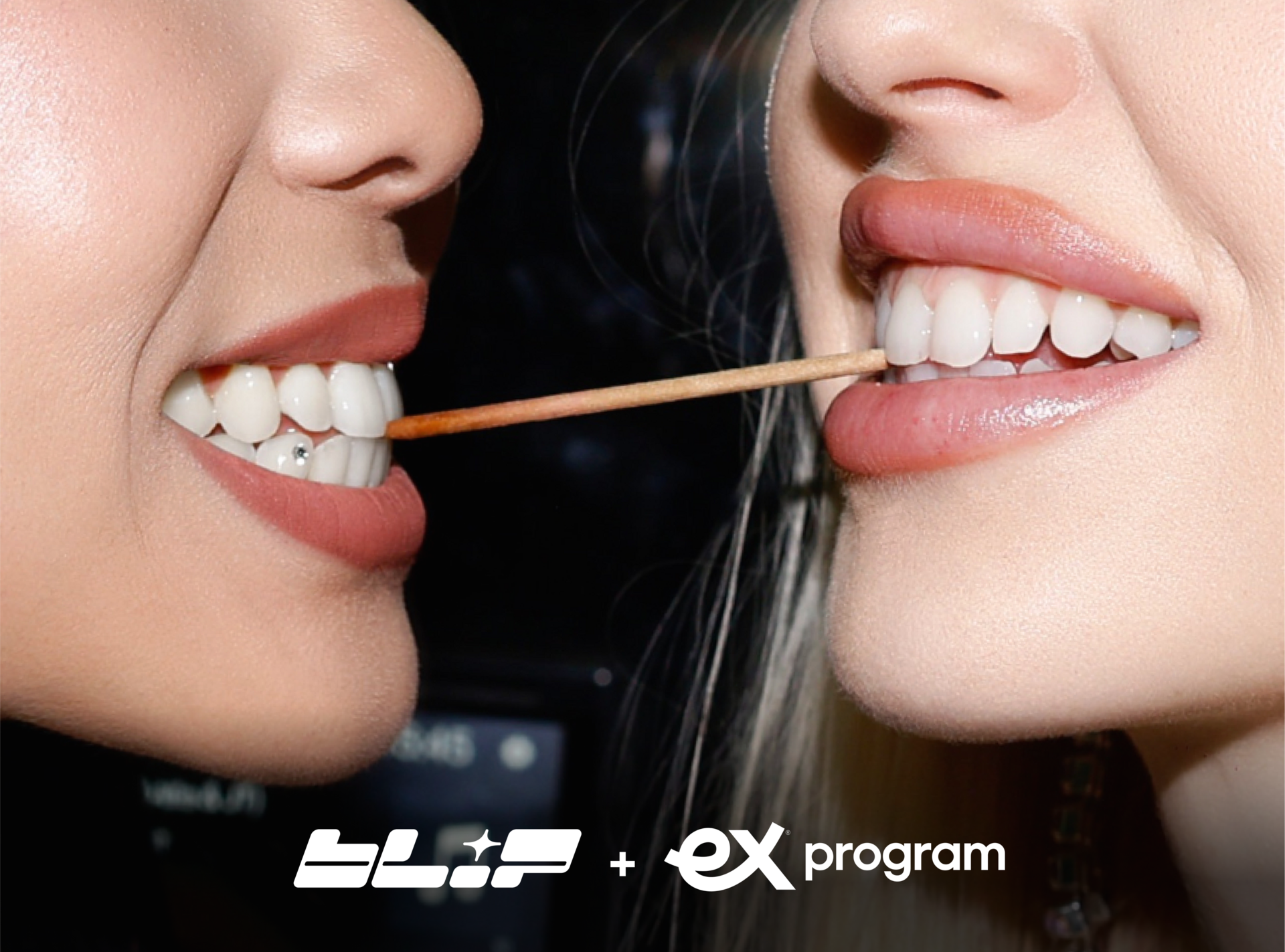 Image of two women using Blip flavored toothpicks to quit nicotine