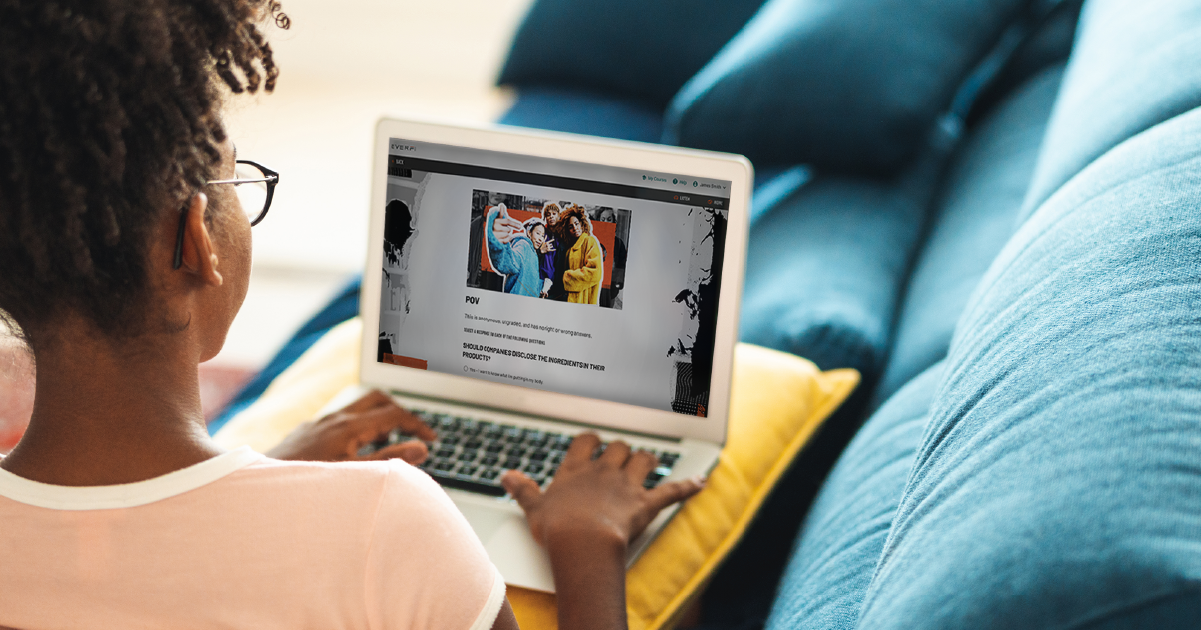 A student using the Vaping: Know the truth curriculum on a laptop