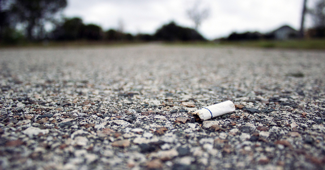 cigarette butt on sidewalk