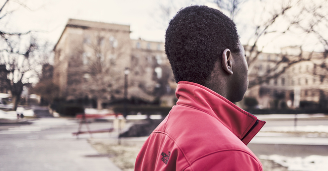African American Man looking away from camera