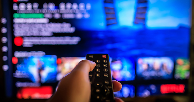 TV with streaming content and remote