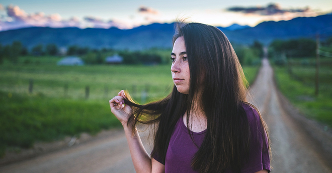 Concerned Teen Girl on the Road Social