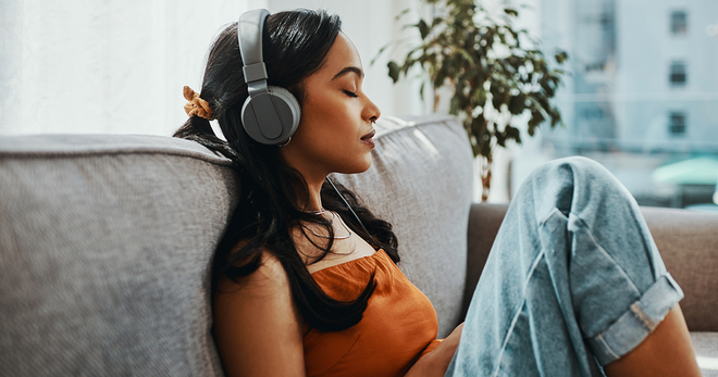 Hispanic Young Adult listening to music
