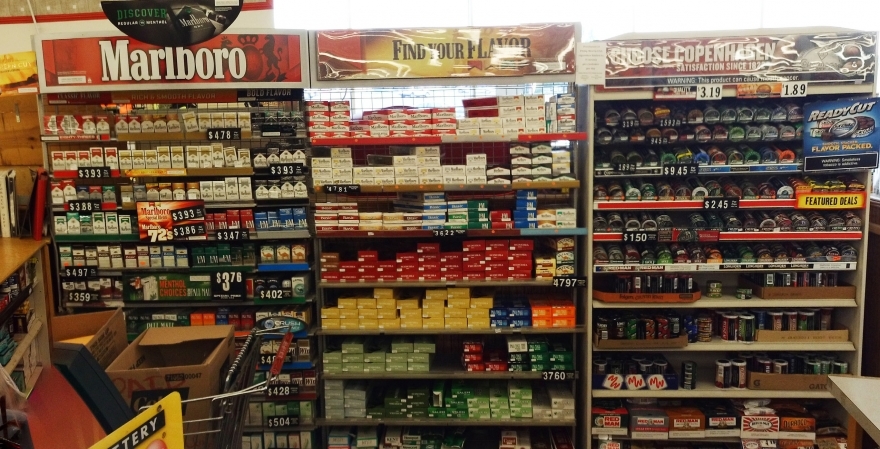 Retailer cigarette counter