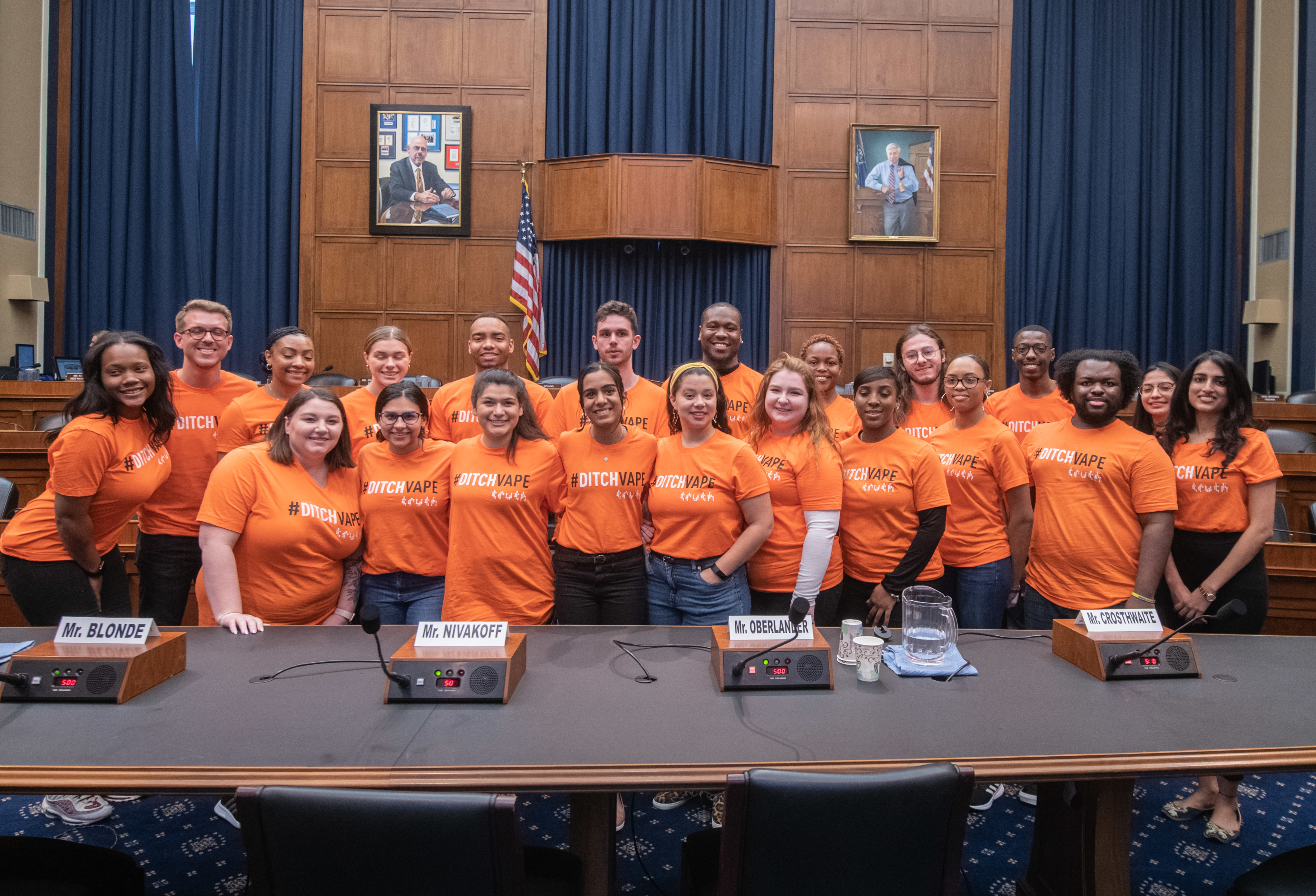 Activists posing after e-cigarette hearing